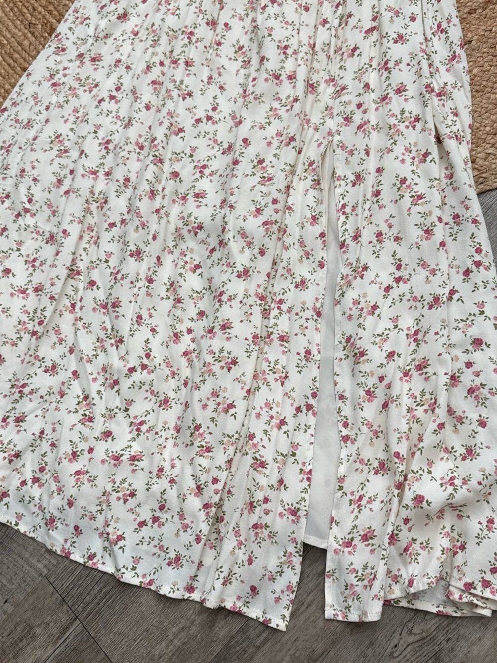 Reformation Cream Dress with Pink & Green Floral Accents - Picture 4 of 6